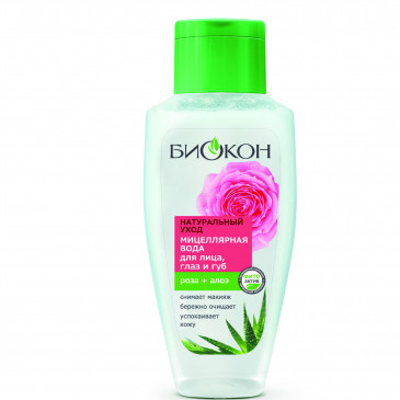 Мицеллярная вода для лица, глаз и губ "Роза + алоэ" серии "натуральный уход" БИОКОН