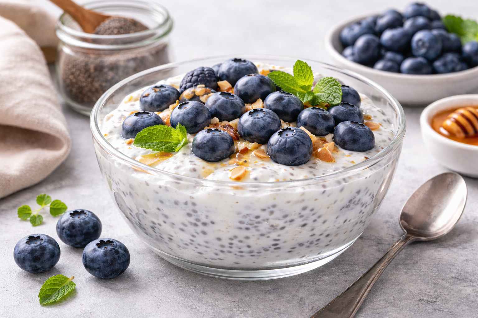 Грецький йогурт з чіа і ягодами – швидкий білковий сніданок