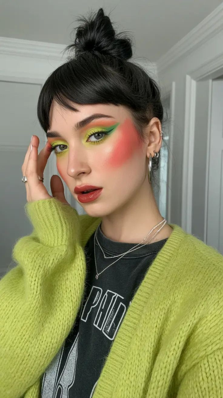 Кольорові блоки на повіках — синій та металік у Glitchy Glam