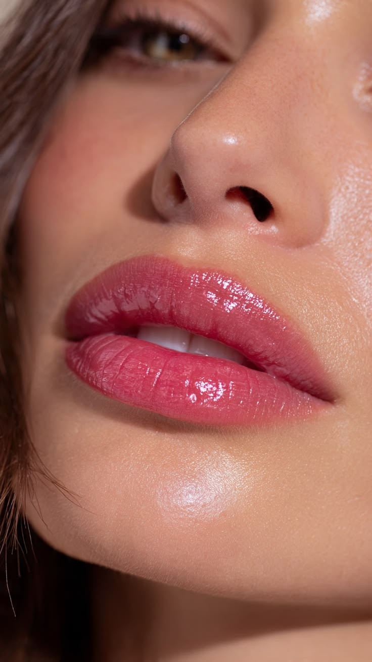 glossy messy lips