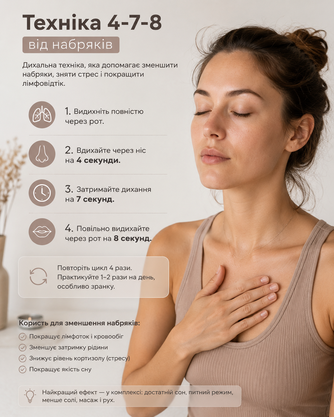 Техніка 4-7-8 від набряків