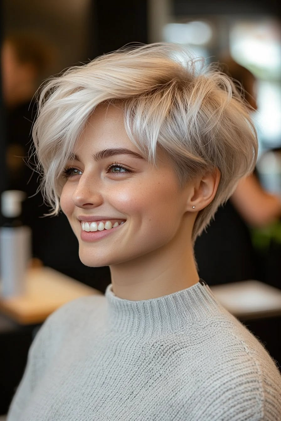 Pixie (стрижка піксі) з довгим чубчиком
