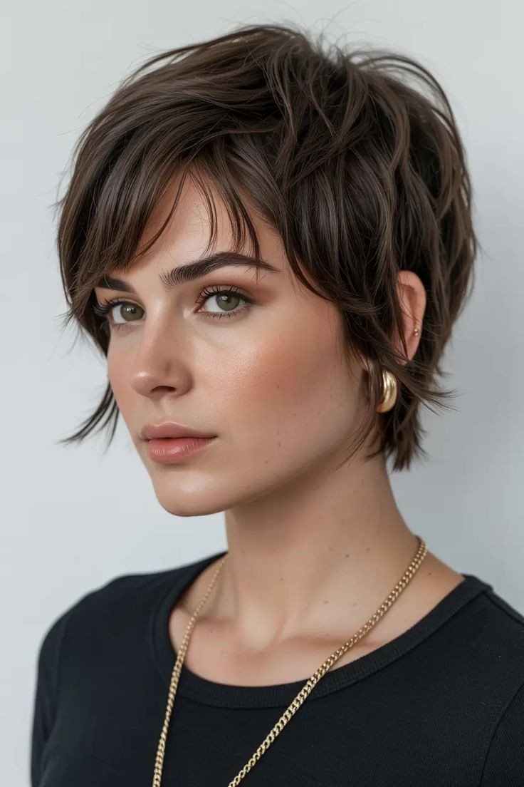 Pixie (стрижка піксі) з довгим чубчиком