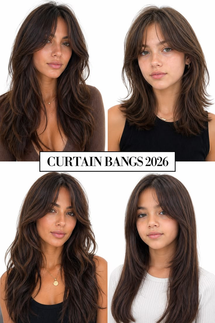 Curtain Bangs (чубчик-завіса) + шари