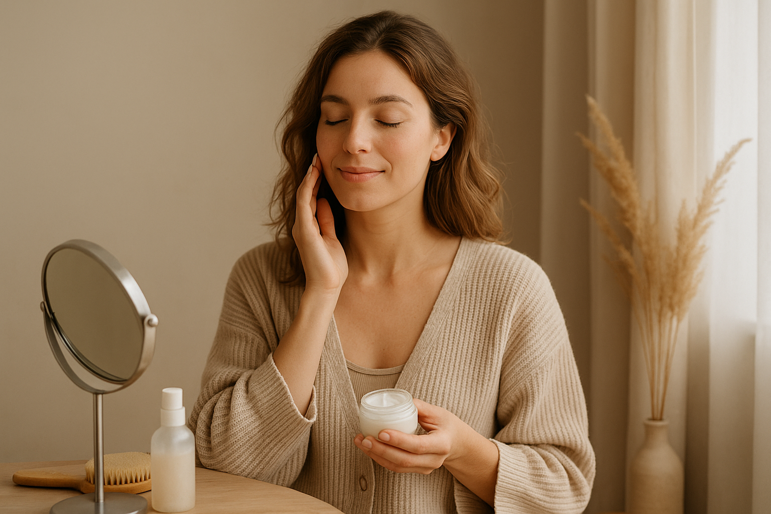 Дівчина маже обличчя 