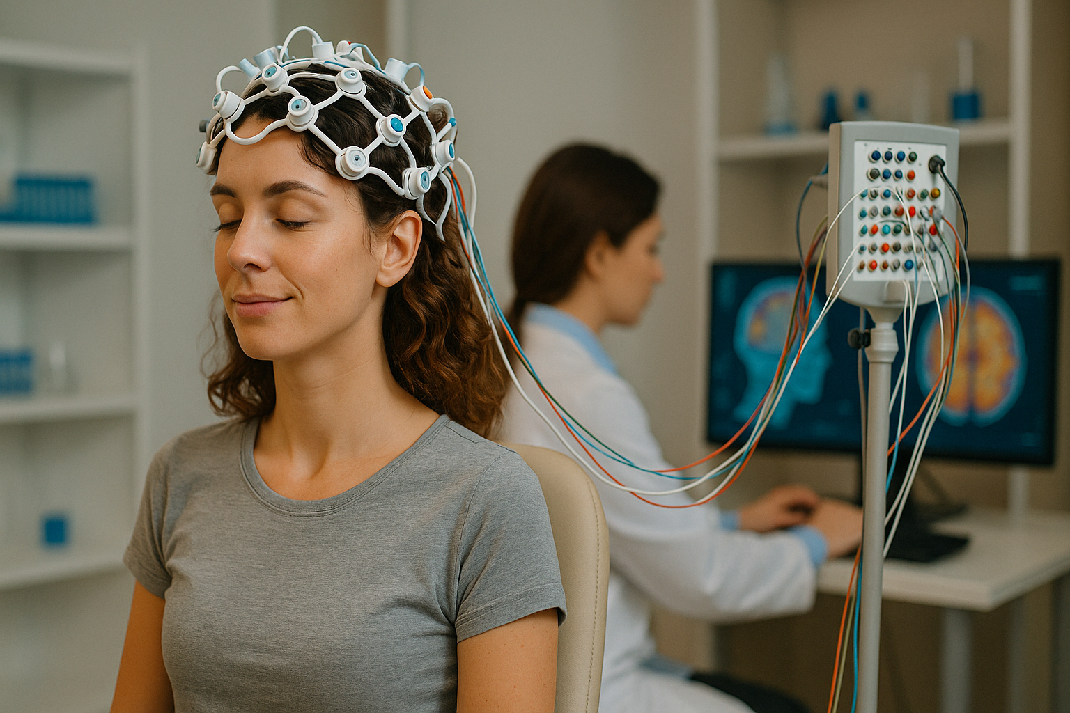 Дівчина досліджує мозок