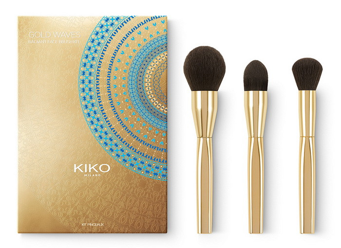 Набор кистей для макияжа Gold Waves Radiance Face Brush Kit от Kiko новинки