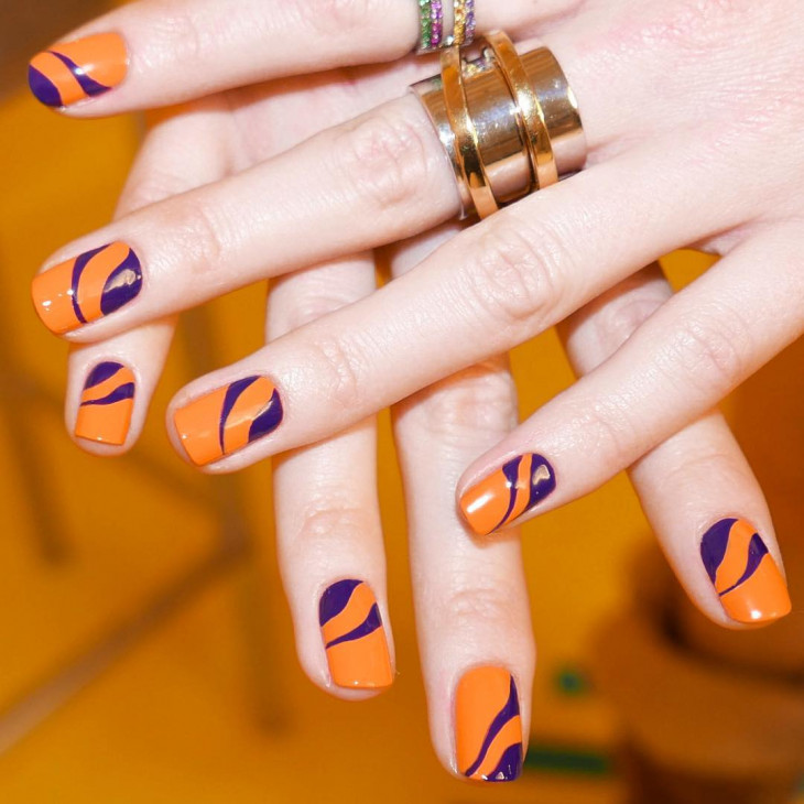 оранжевый дизайн ногтей